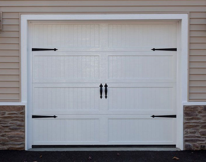 CHI Timeless Stamped Carriage House Insulated Modern Garage Doors in White