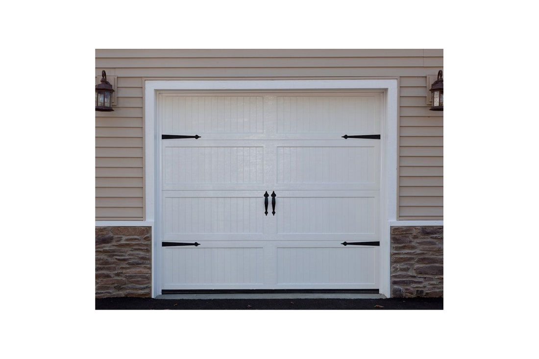 CHI Timeless Stamped Carriage House Insulated Modern Garage Doors in White