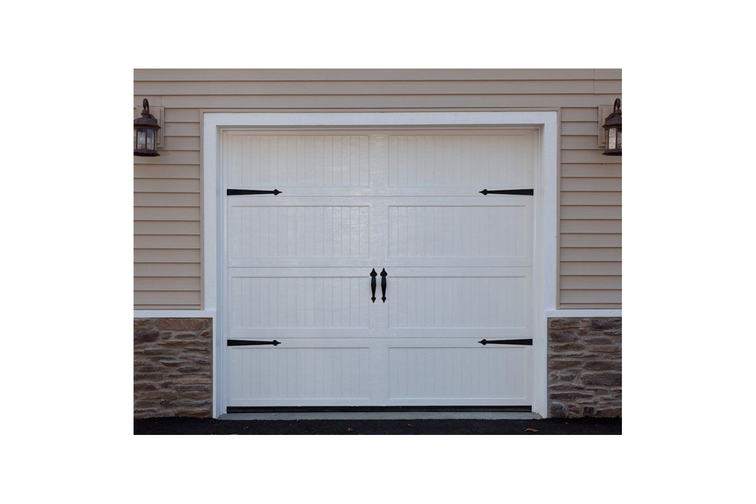 CHI Timeless Stamped Carriage House Insulated Modern Garage Doors in White