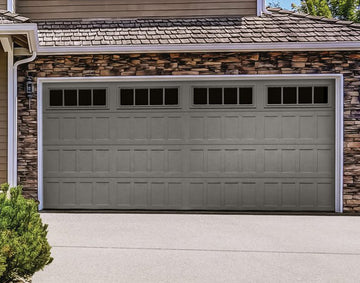 CHI Timeless Stamped Shaker Insulated Modern Garage Doors with Glass in Bronze