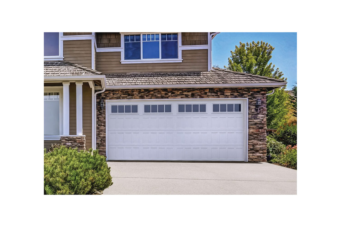 CHI Timeless Stamped Shaker Insulated Modern Garage Doors with Glass in White