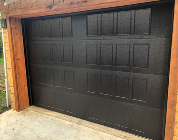 CHI Timeless Stamped Shaker Insulated Modern Garage Doors in Black