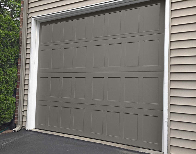 CHI Timeless Stamped Shaker Insulated Modern Garage Doors in Bronze