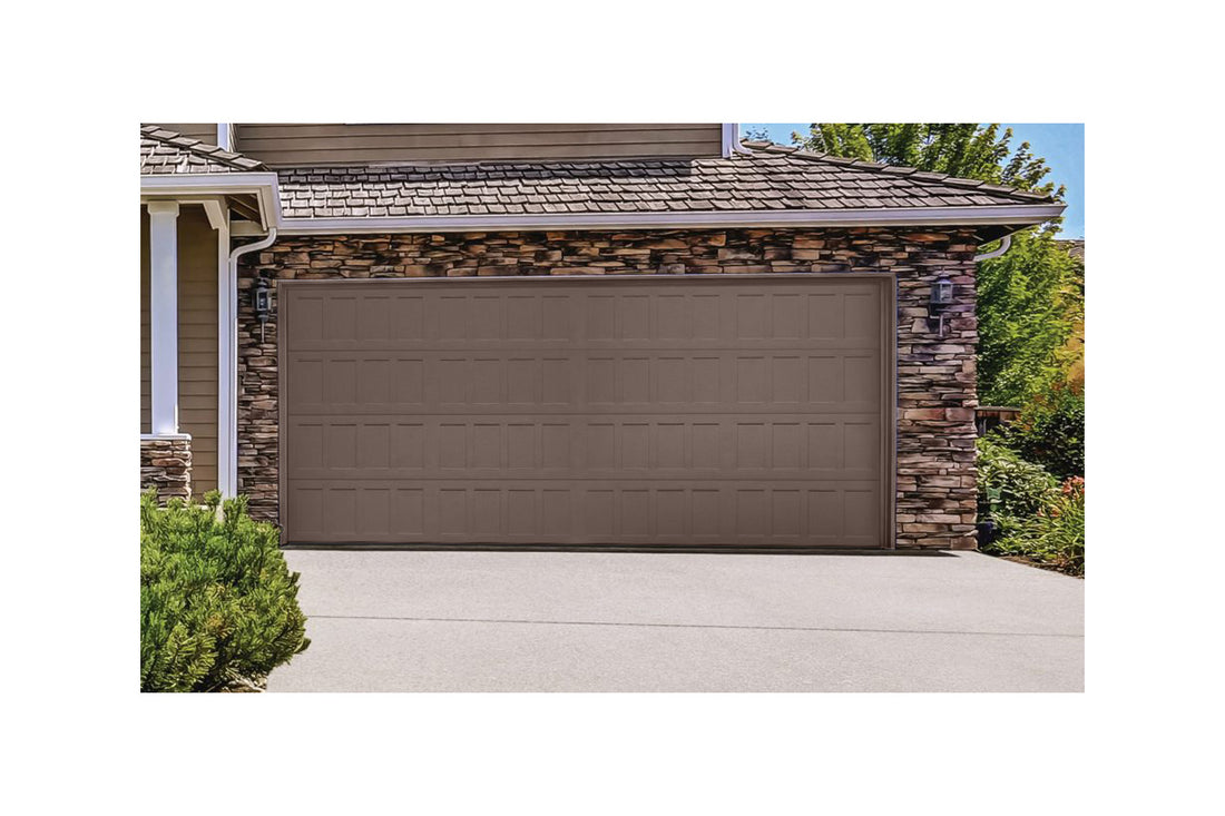 CHI Timeless Stamped Shaker Insulated Modern Garage Doors in Brown