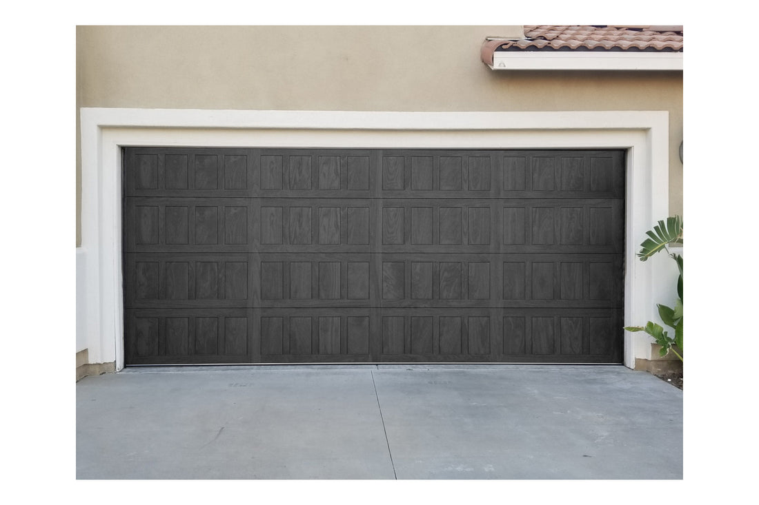 CHI Timeless Stamped Shaker Insulated Modern Garage Doors in Carbon Oak