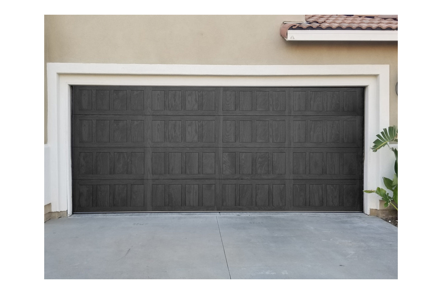 CHI Timeless Stamped Shaker Insulated Modern Garage Doors in Carbon Oak
