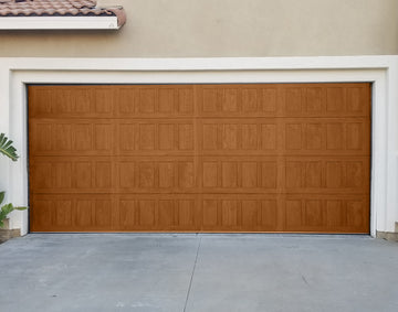 CHI Timeless Stamped Shaker Insulated Modern Garage Doors in Cedar
