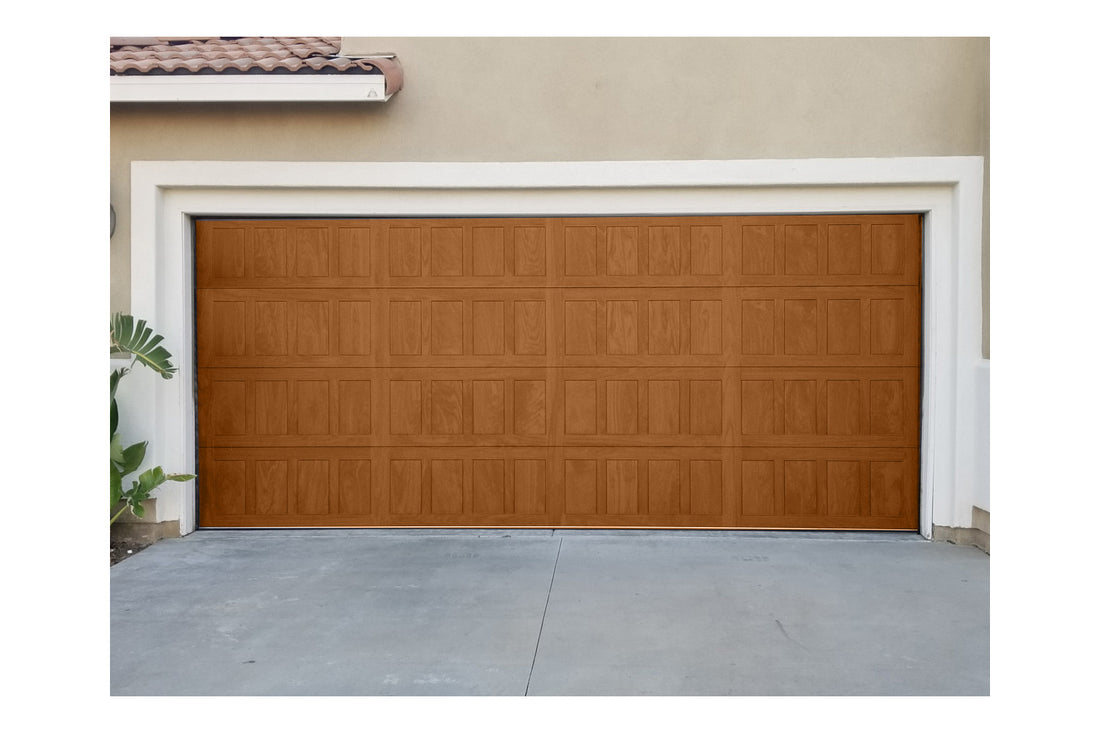 CHI Timeless Stamped Shaker Insulated Modern Garage Doors in Cedar