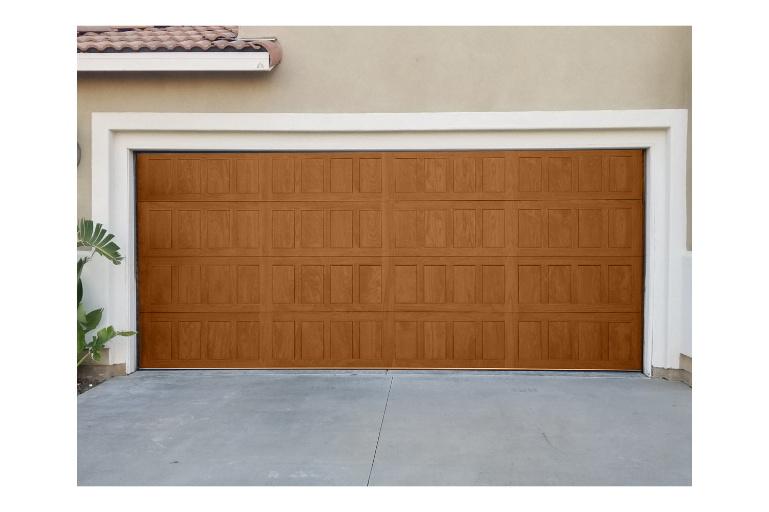 CHI Timeless Stamped Shaker Insulated Modern Garage Doors in Cedar
