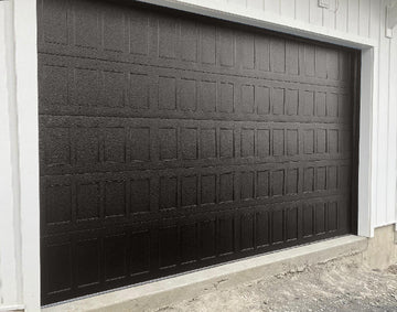 CHI Timeless Stamped Shaker Insulated Modern Garage Doors in Powder Coated Dark Bronze