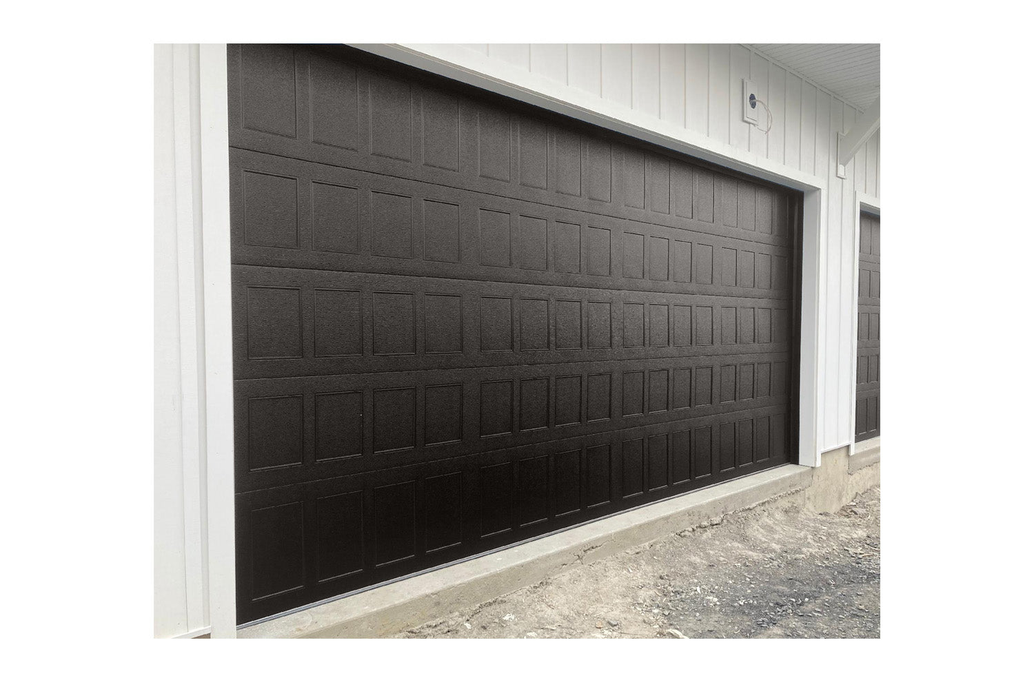 CHI Timeless Stamped Shaker Insulated Modern Garage Doors in Powder Coated Dark Bronze