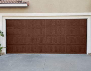 CHI Timeless Stamped Shaker Insulated Modern Garage Doors in Dark Oak
