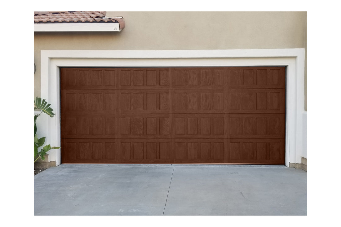 CHI Timeless Stamped Shaker Insulated Modern Garage Doors in Dark Oak