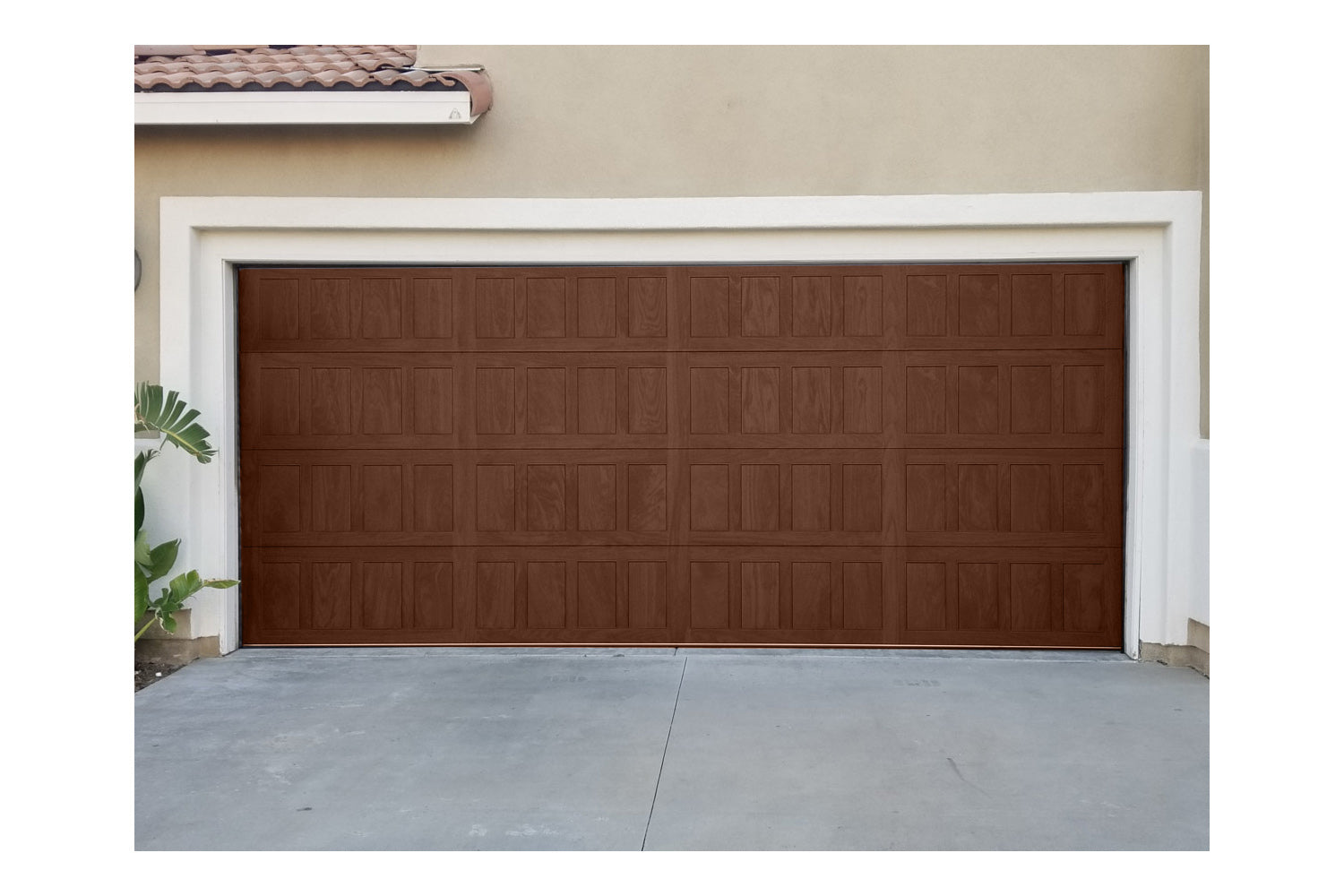 CHI Timeless Stamped Shaker Insulated Modern Garage Doors in Dark Oak