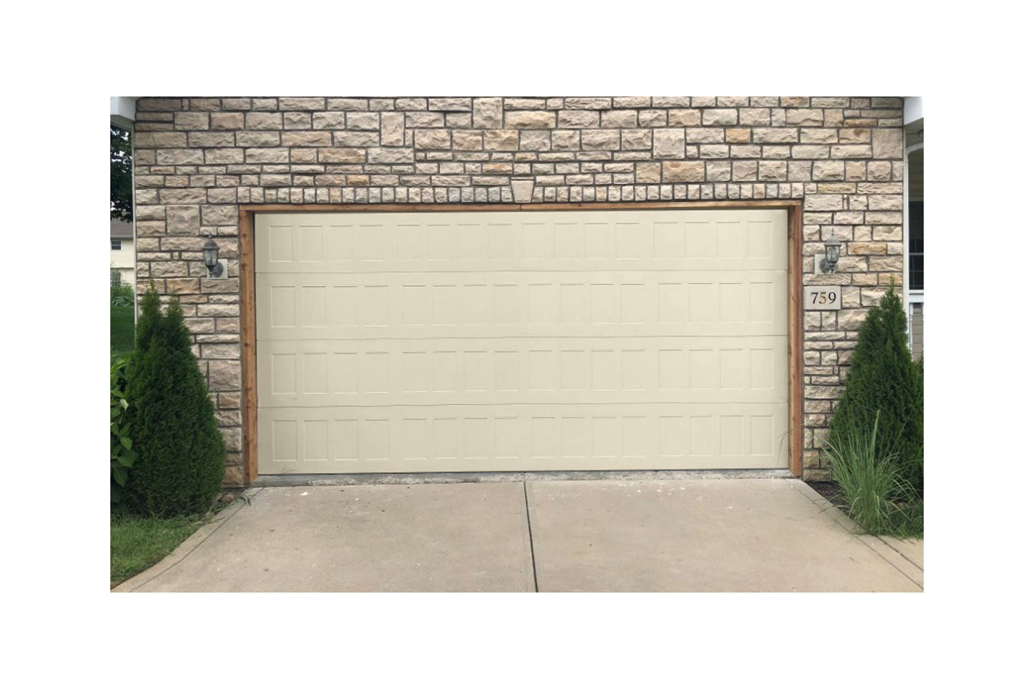 CHI Timeless Stamped Shaker Insulated Modern Garage Doors in Desert Tan