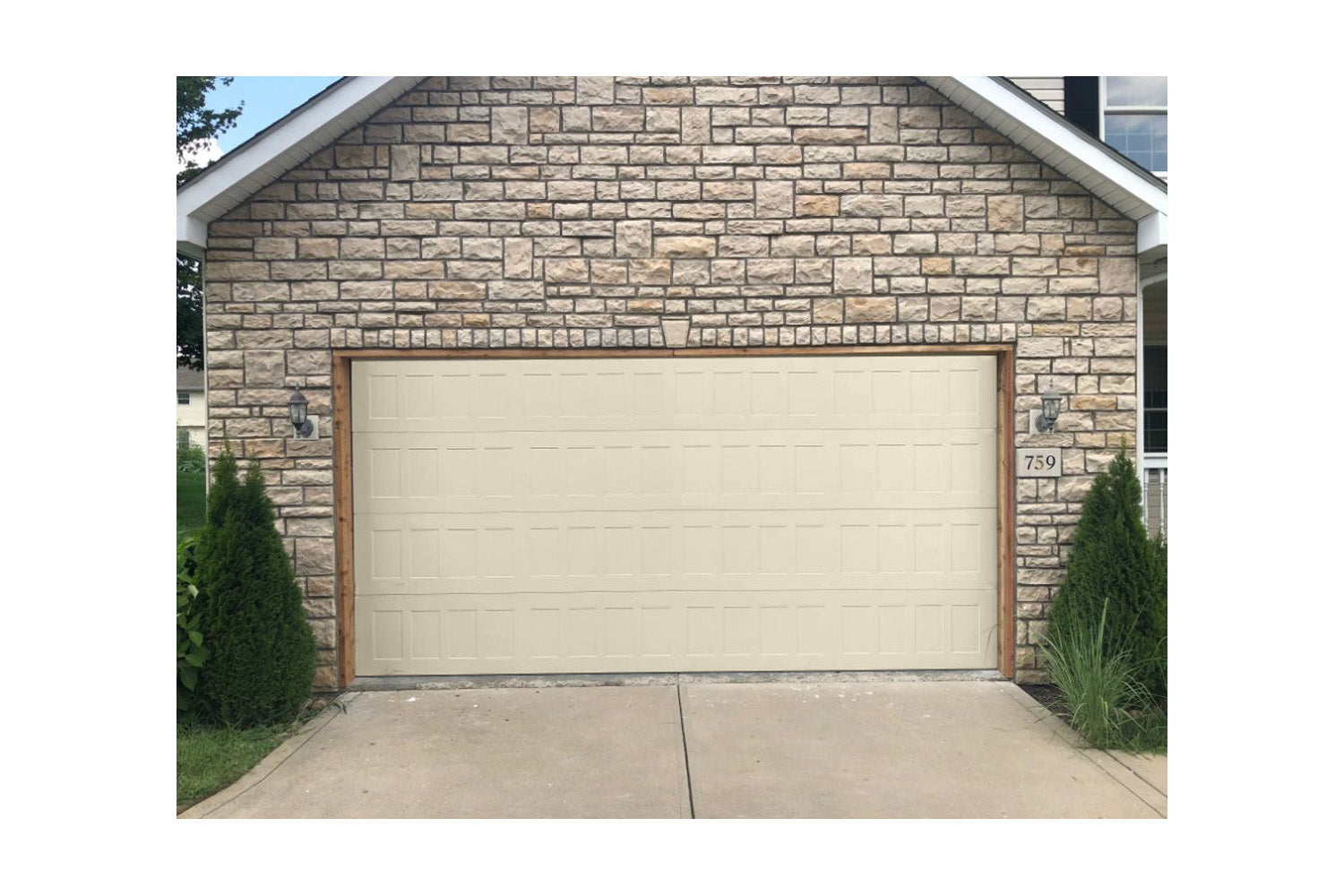 CHI Timeless Stamped Shaker Insulated Modern Garage Doors in Desert Tan