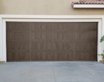 CHI Timeless Stamped Shaker Insulated Modern Garage Doors in Driftwood