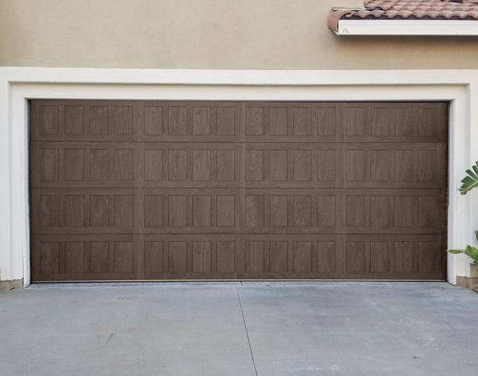 CHI Timeless Stamped Shaker Insulated Modern Garage Doors in Driftwood