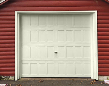 CHI Timeless Stamped Shaker Insulated Modern Garage Doors in Powder Coated Ivory