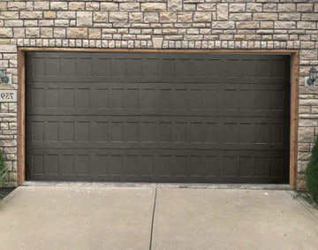 CHI Timeless Stamped Shaker Insulated Modern Garage Doors in Powder Coated Mocha Brown