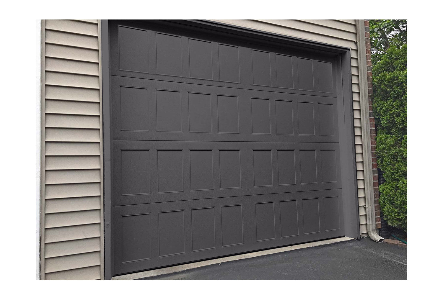 CHI Timeless Stamped Shaker Insulated Modern Garage Doors in Powder Coated Solar Black