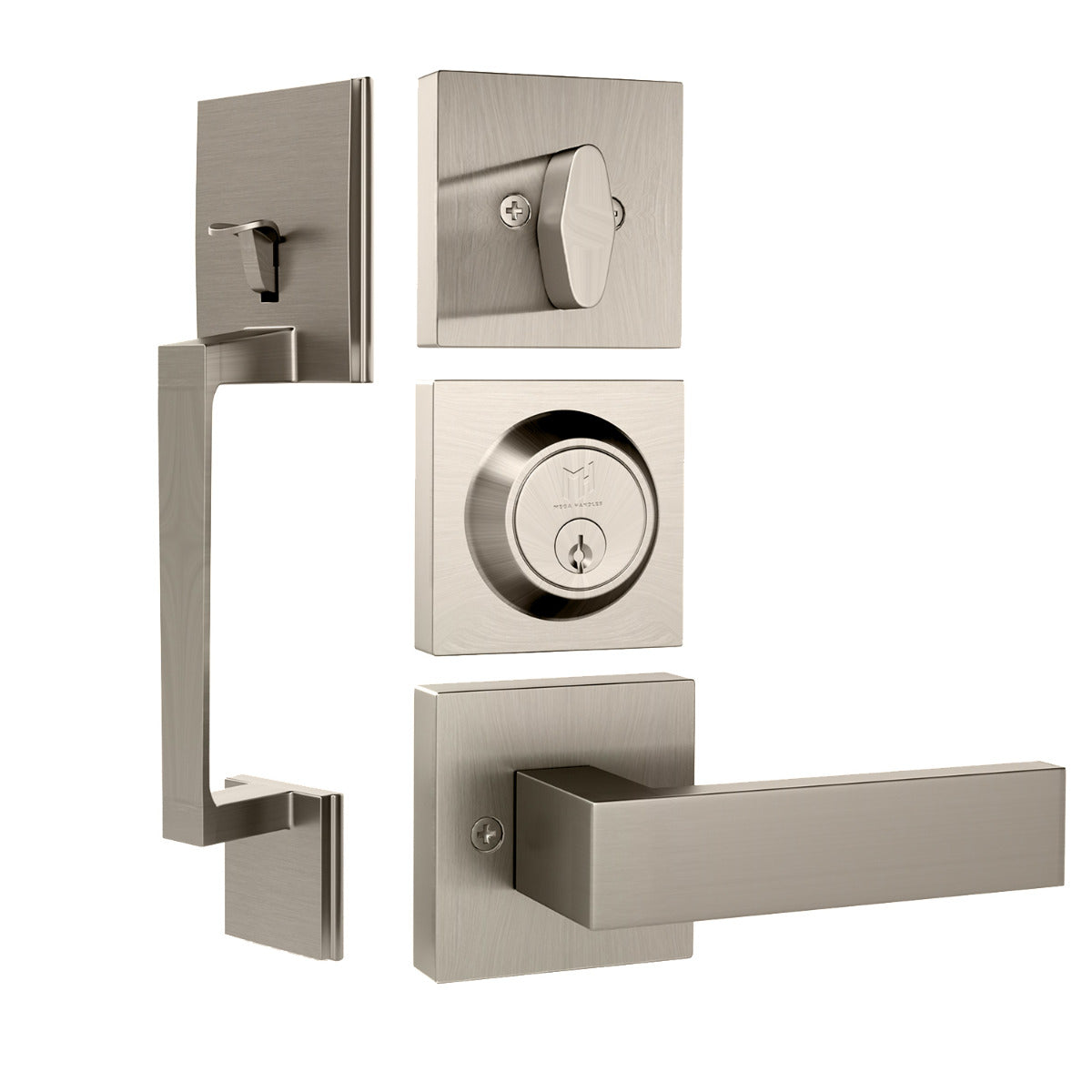 Mega Handles Tobelle Square Tubular Entry Handleset Short Satin Nickel SN