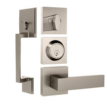 Mega Handles Tobelle Square Tubular Entry Handleset Short Satin Nickel SN
