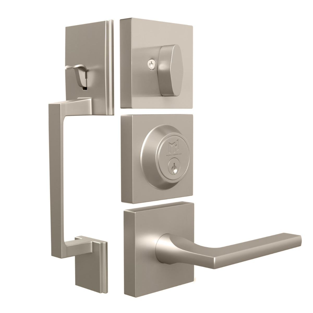 Mega Handles Tobelle Straight Tubular Entry Handleset Satin Nickel SN