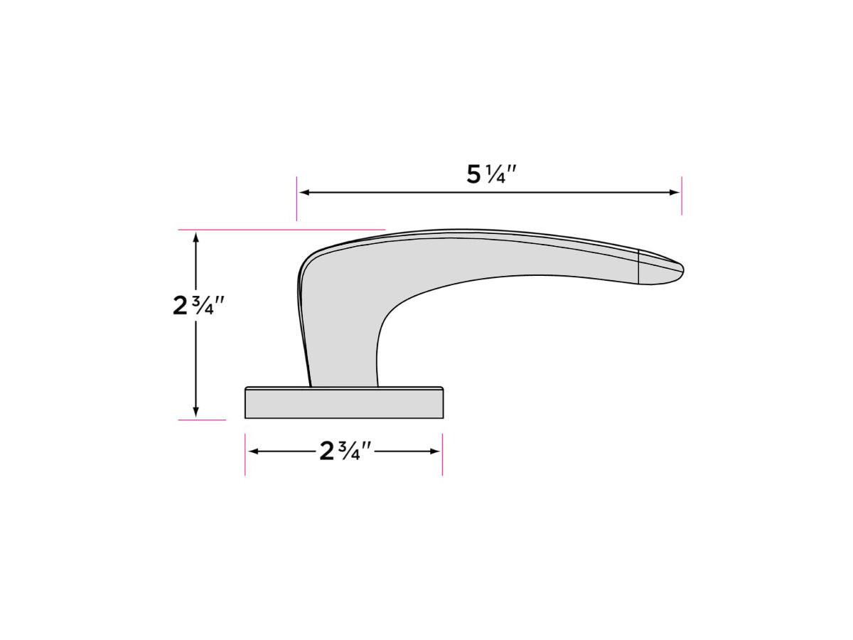 Sure-Loc Torino 28° Interior Door Lever - Dimensions