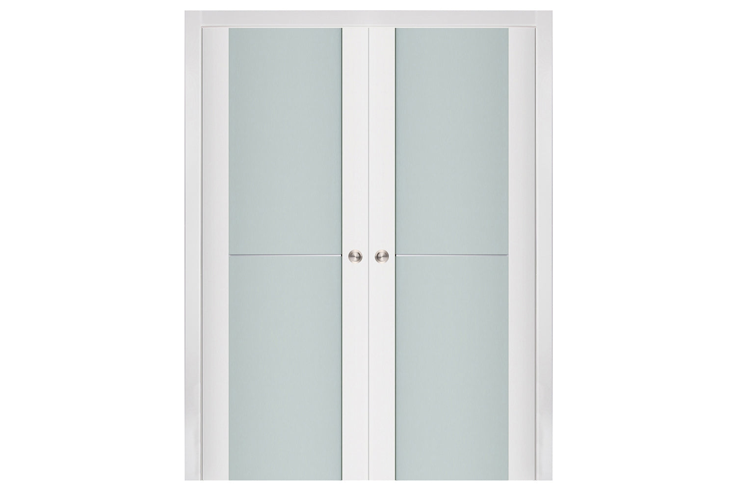 Nova Triplex 002 Soft White Laminated Modern Interior Door - Double Pocket Door