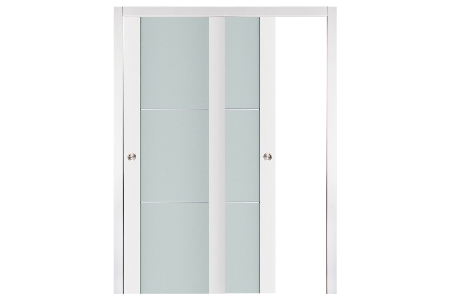 Nova Triplex 004 Soft White Laminated Modern Interior Door - Sliding Bypass Door
