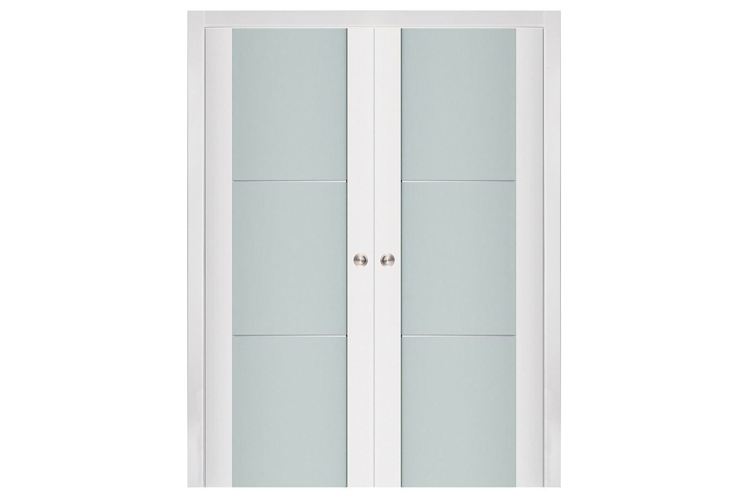 Nova Triplex 004 Soft White Laminated Modern Interior Door - Double Pocket Door