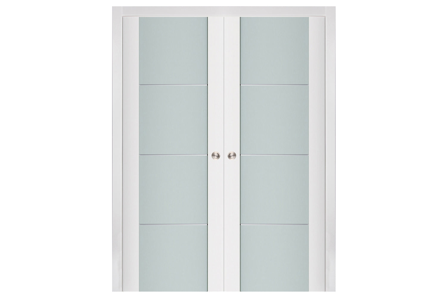 Nova Triplex 006 Soft White Laminated Modern Interior Door - Double Pocket Door