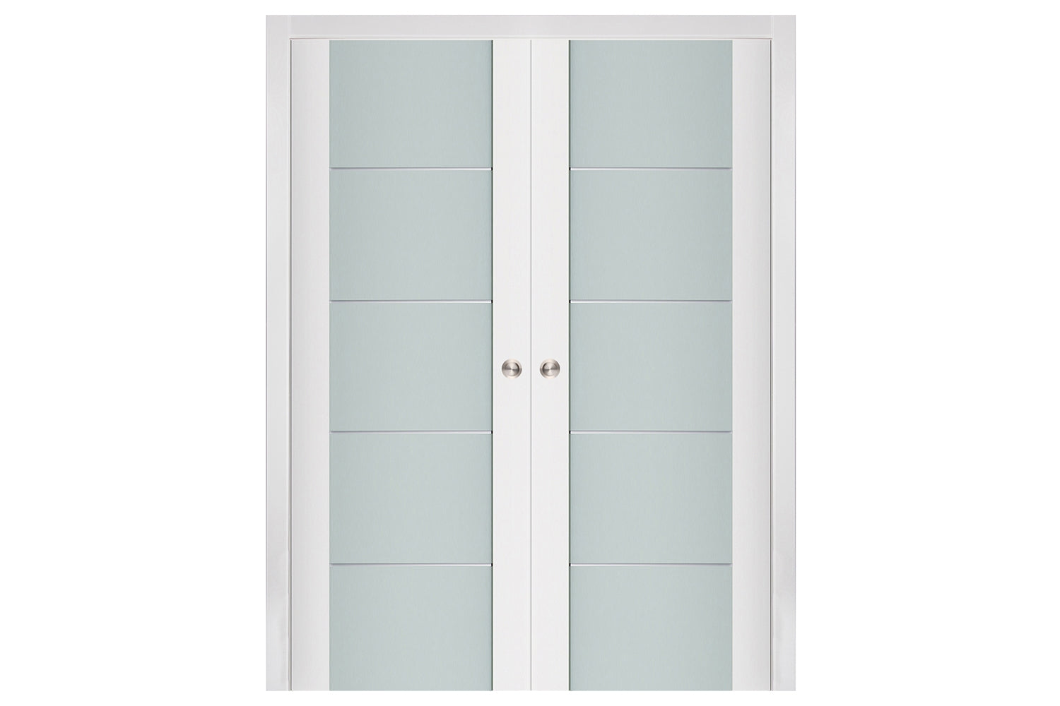 Nova Triplex 007 Soft White Laminated Modern Interior Door - Double Pocket Door
