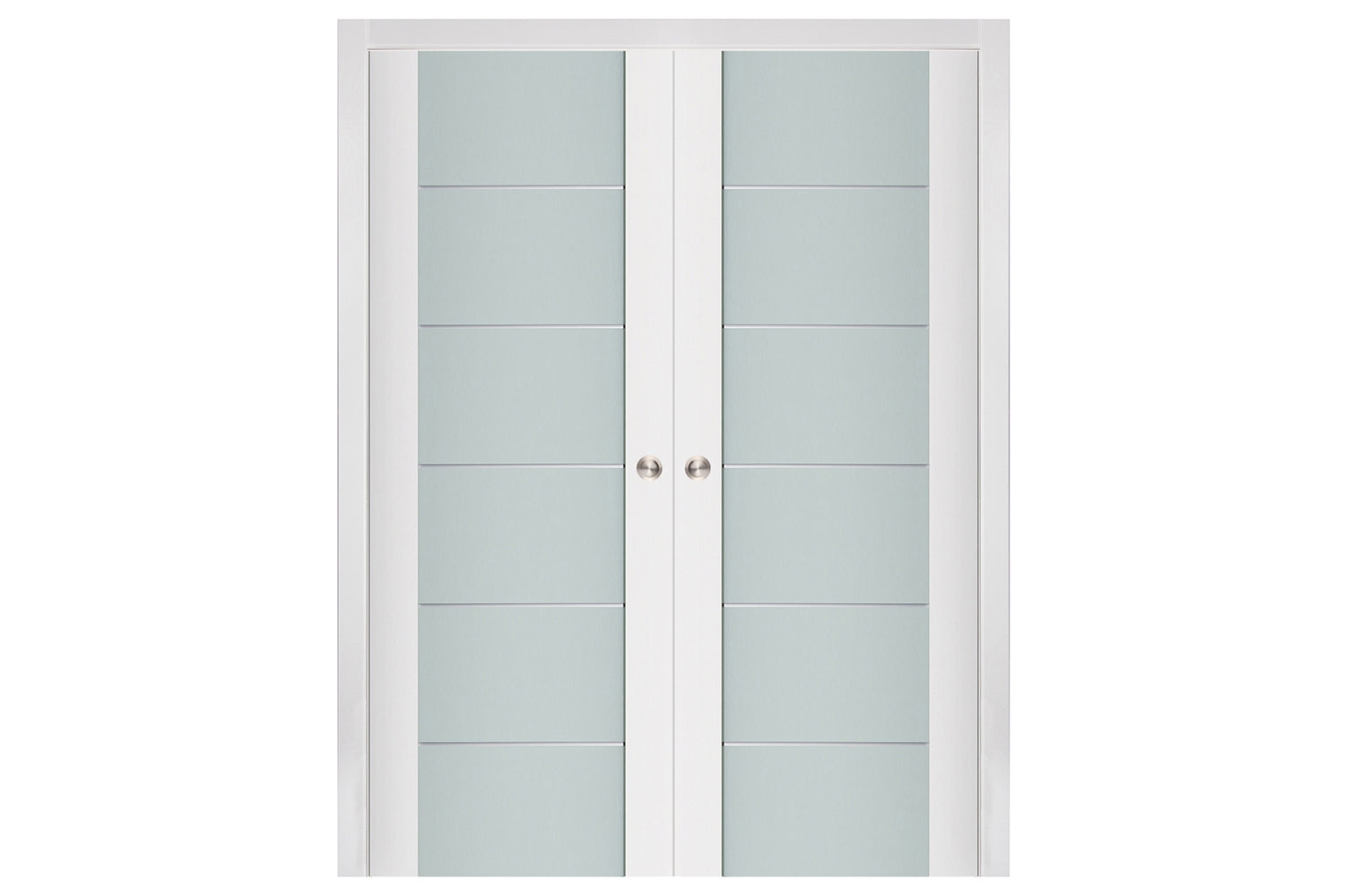 Nova Triplex 008 Soft White Laminated Modern Interior Door - Double Pocket Door
