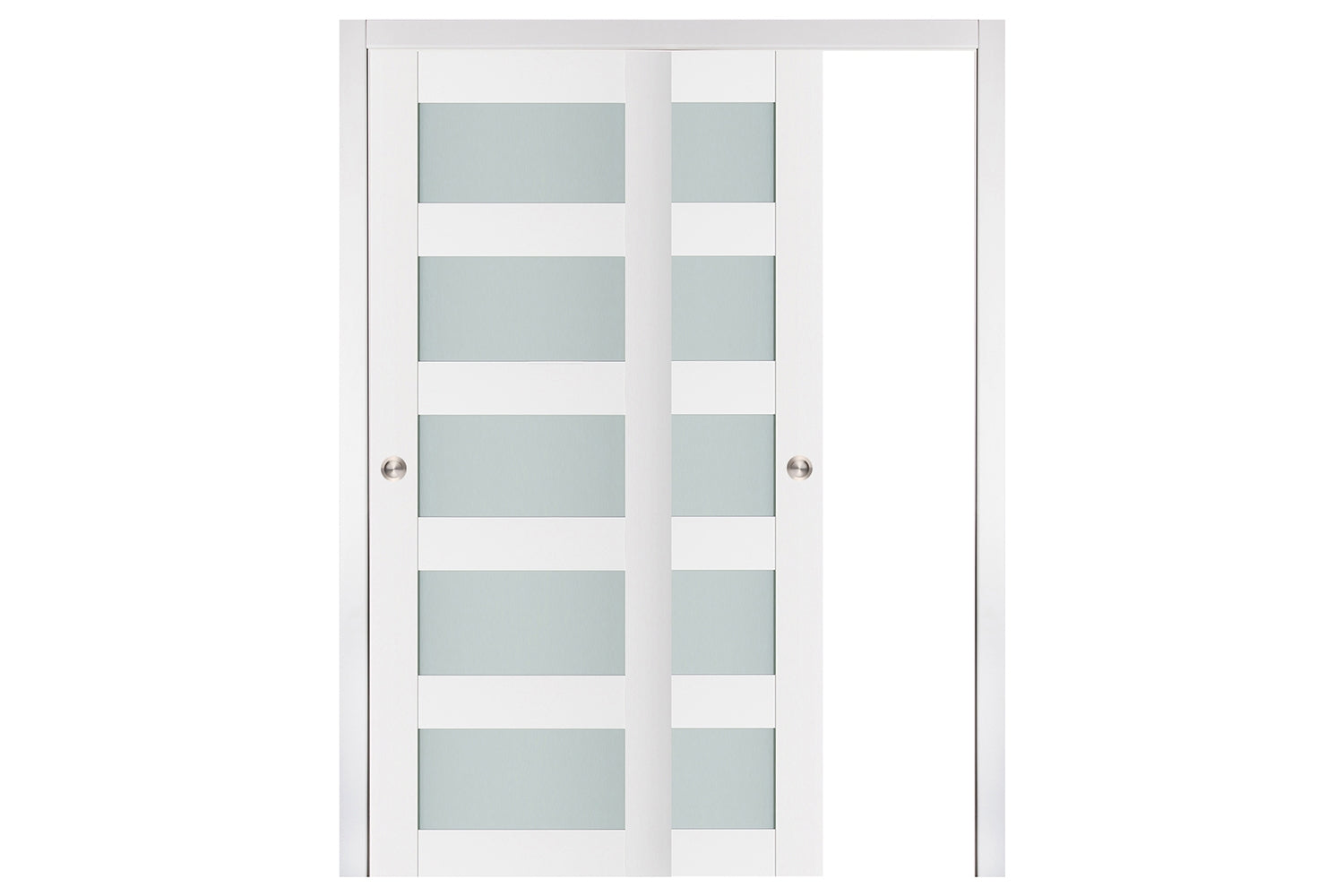 Nova Triplex 022 Soft White Laminated Modern Interior Door - Sliding Bypass Door