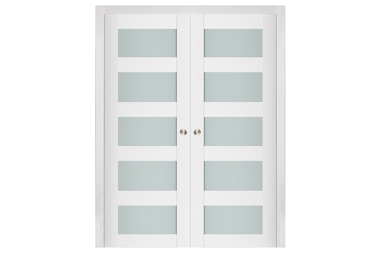 Nova Triplex 022 Soft White Laminated Modern Interior Door - Double Pocket Door