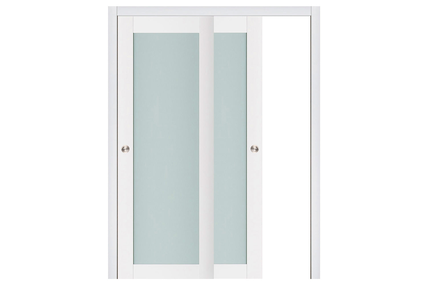 Nova Triplex 054 Soft White Laminated Modern Interior Door - Sliding Bypass Door