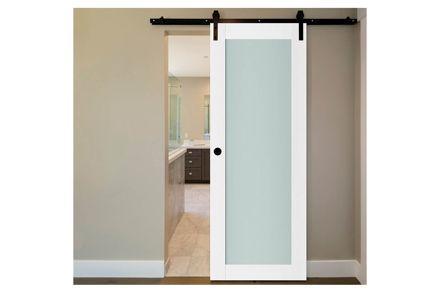 Nova Triplex 054 Soft White Laminated Modern Interior Barn Door