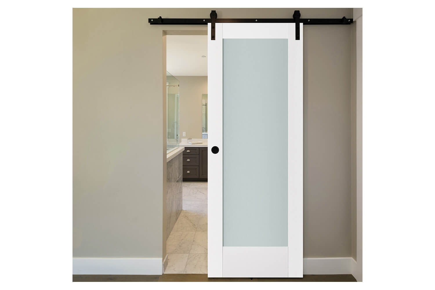 Nova Triplex 056 Soft White Laminated Modern Interior Barn Door
