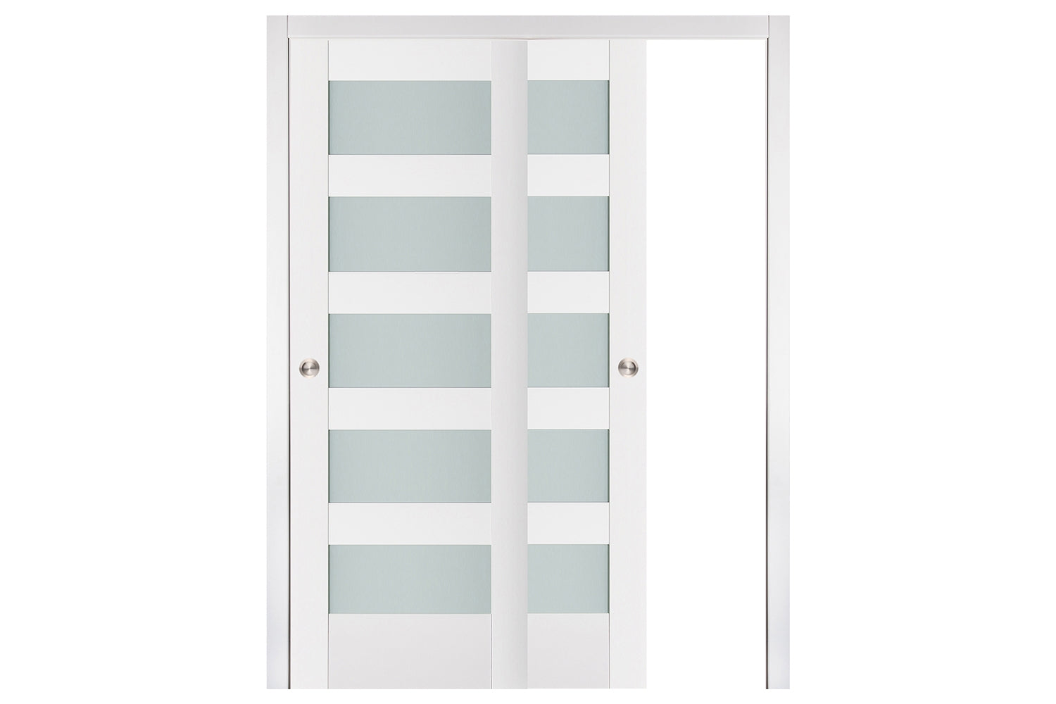 Nova Triplex 057 Soft White Laminated Modern Interior Door - Sliding Bypass Door