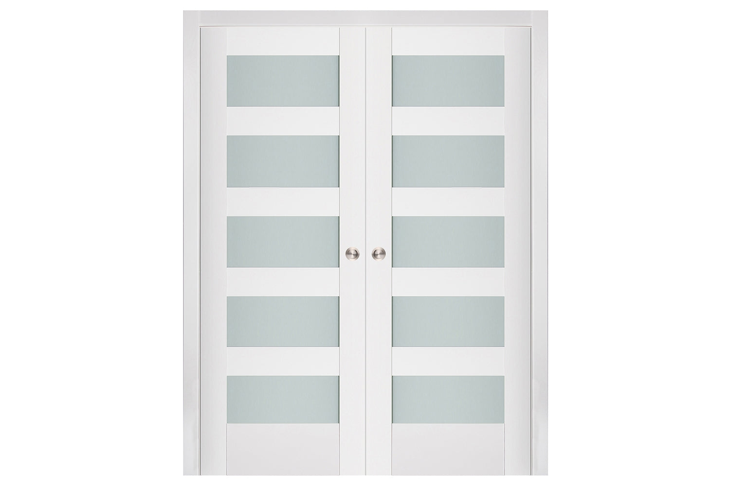Nova Triplex 057 Soft White Laminated Modern Interior Door - Double Pocket Door