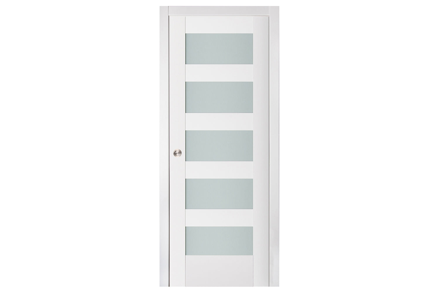 Nova Triplex 057 Soft White Laminated Modern Interior Door - Single Pocket Door