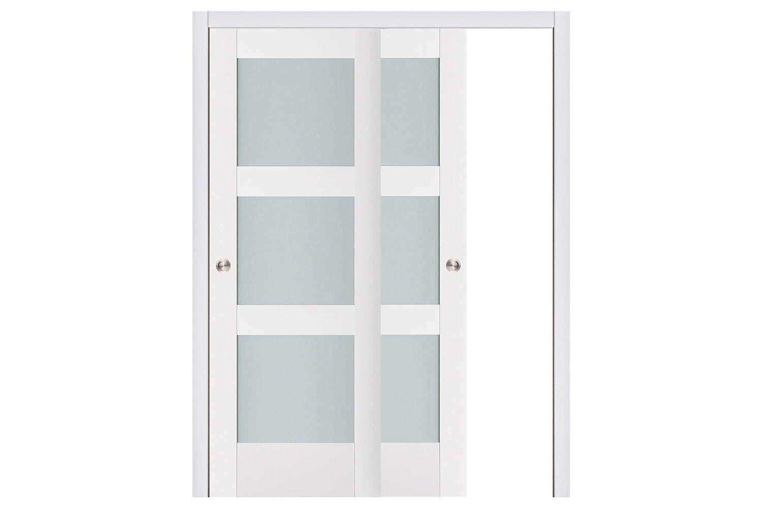 Nova Triplex 058 Soft White Laminated Modern Interior Door - Sliding Bypass Door