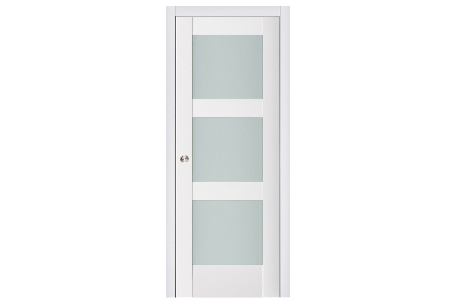 Nova Triplex 058 Soft White Laminated Modern Interior Door - Single Pocket Door