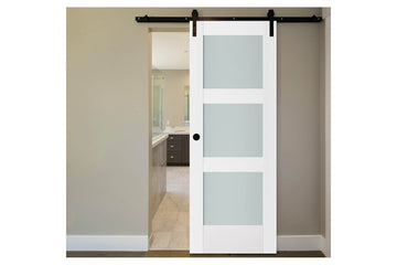 Nova Triplex 058 Soft White Laminated Modern Interior Barn Door