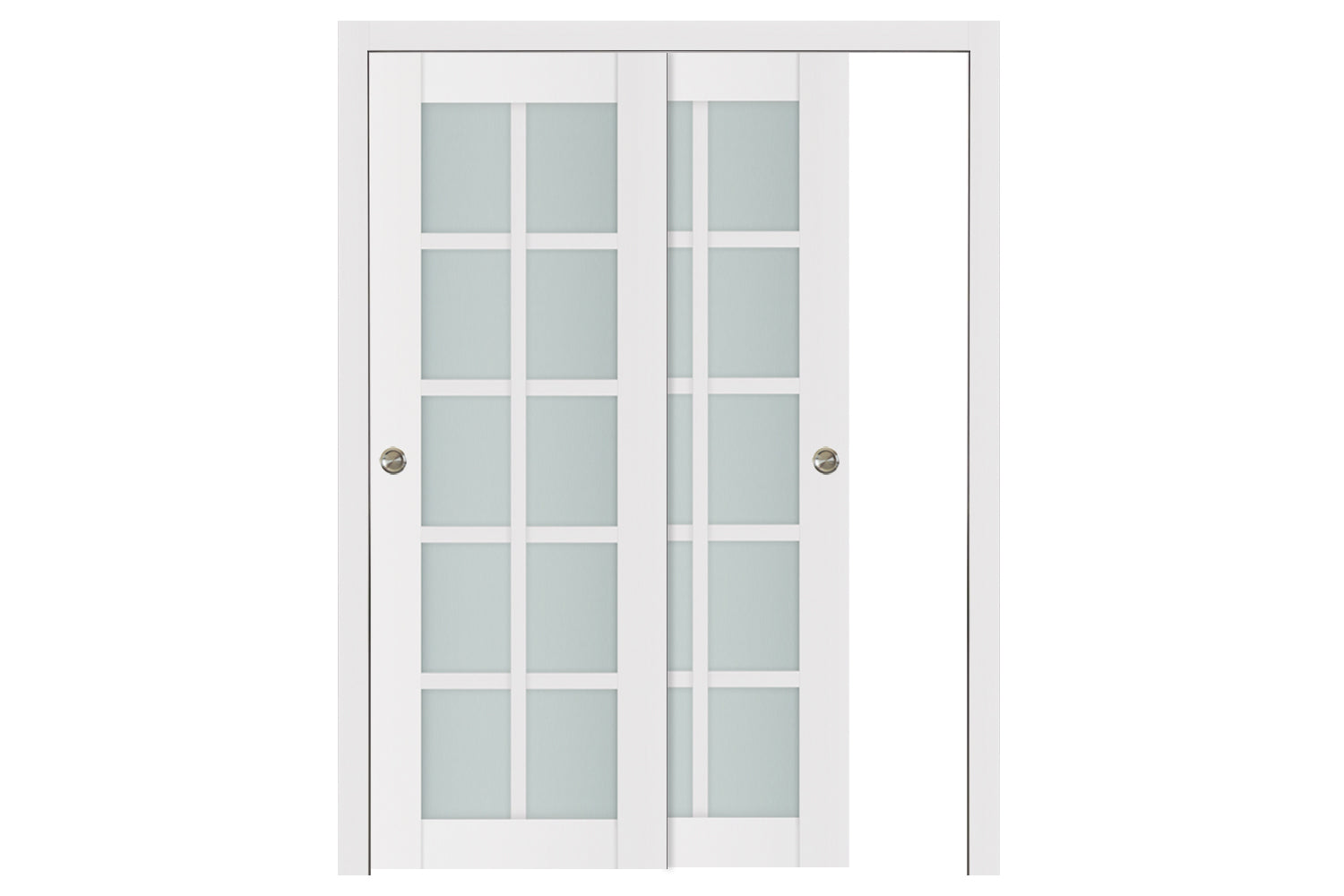Nova Triplex 10-Lite Soft White Laminated French Door - Bypass Door