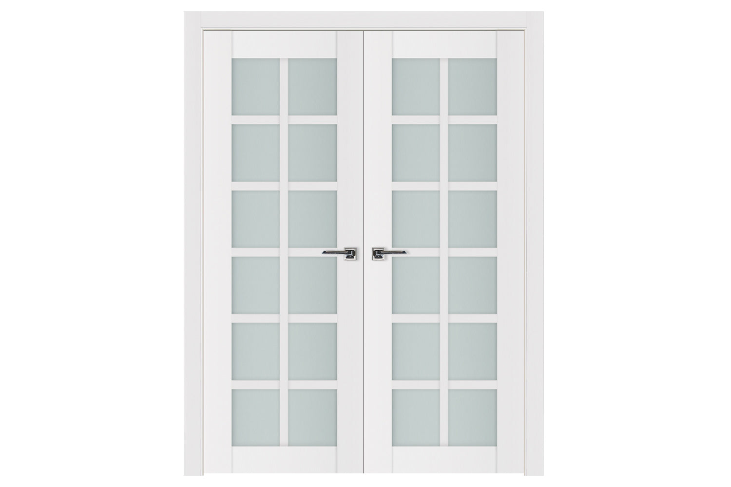 Nova Triplex 12-Lite Soft White Laminated French Door - Double Door