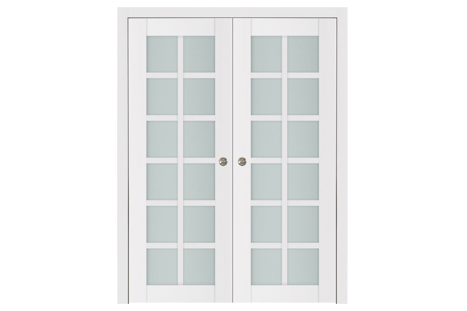 Nova Triplex 12-Lite Soft White Laminated French Door - Double Pocket