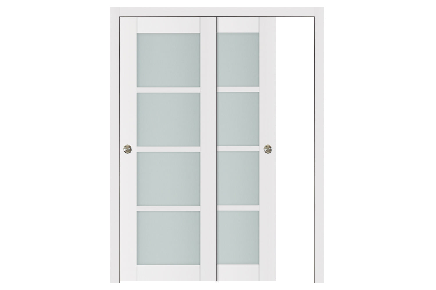 Nova Triplex 4-Lite Soft White Laminated French Door - Bypass Door